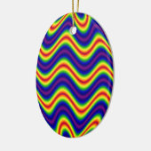 kleurig geel blauw keramisch ornament (Links)