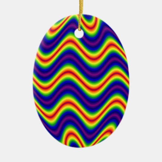 kleurig geel blauw keramisch ornament (Voorkant)