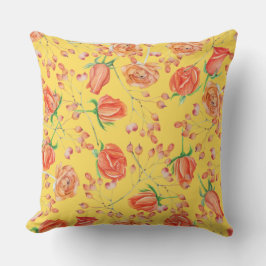 Kleurig geel patroon roos familie trendy florale kussen