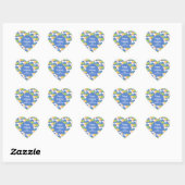 Kleurig Gefeliciteerd van Naam Blauw Hart Sticker (Vel)