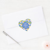 Kleurig Gefeliciteerd van Naam Blauw Hart Sticker (Envelop)