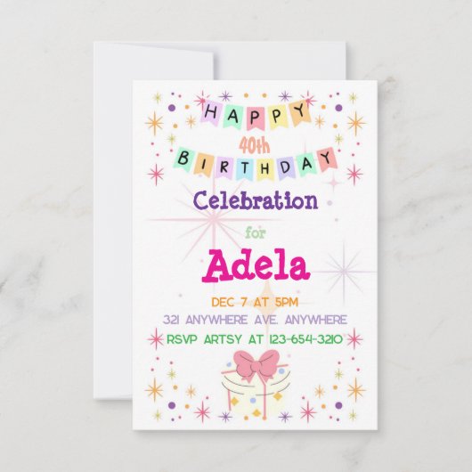 Kleurig Gefeliciteerd Verjaardag Kaart (Voorkant)