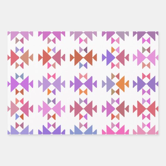 Kleurig gekleurd geometrisch patroon in Paars Inpakpapier Vel (Voorkant)