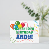 Kleurig Gelukkig Verjaardag met Ballonnen Briefkaart (Staand voorkant)