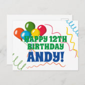 Kleurig Gelukkig Verjaardag met Ballonnen Briefkaart (Voorkant / Achterkant)