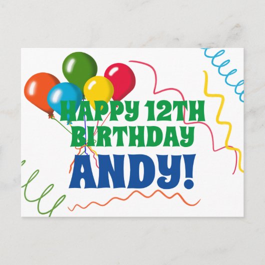 Kleurig Gelukkig Verjaardag met Ballonnen Briefkaart (Voorkant)