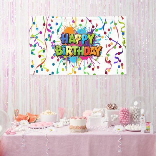 Kleurig Gelukkig Verjaardag Spandoek (Feest)