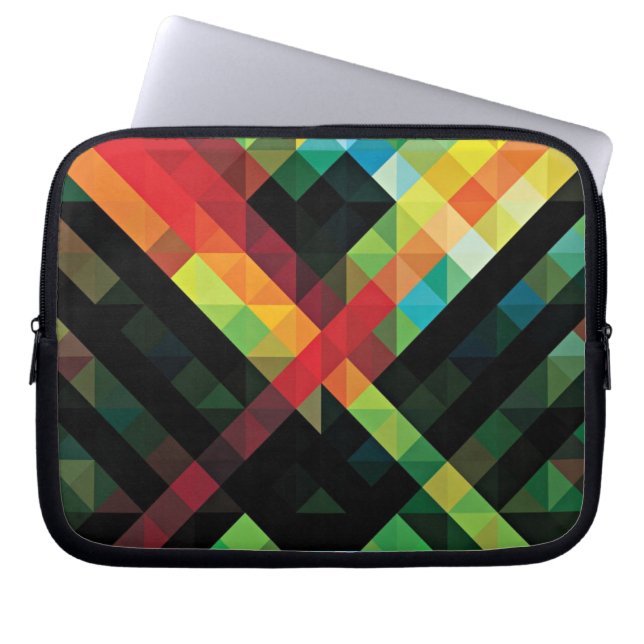 Kleurig geometrisch mozaïekpatroon laptop sleeve (Voorkant)
