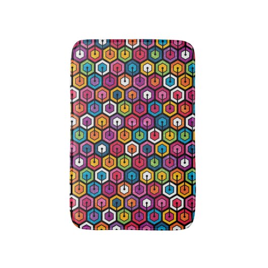 Kleurig geometrisch patroon met zeshoeken badmat (Voorkant Verticaal)