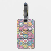 Kleurig geometrisch patroon met zeshoeken bagagelabel (Achterkant verticaal)