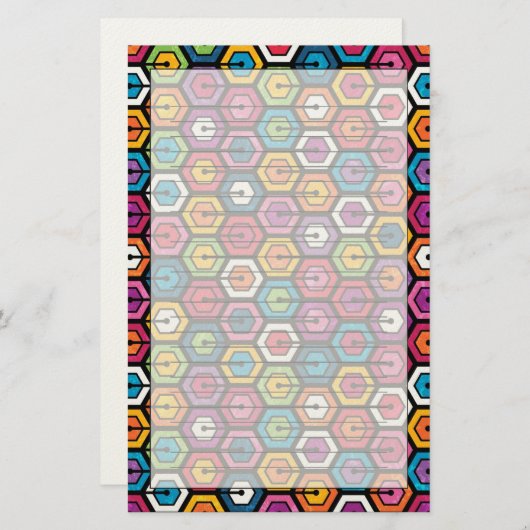Kleurig geometrisch patroon met zeshoeken briefpapier (Voorkant / Achterkant)