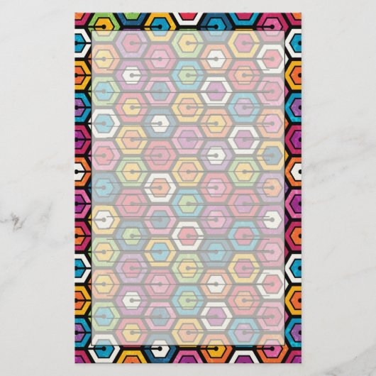 Kleurig geometrisch patroon met zeshoeken briefpapier (Voorkant)