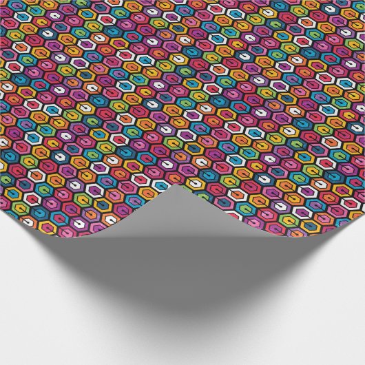 Kleurig geometrisch patroon met zeshoeken cadeaupapier (Hoek)