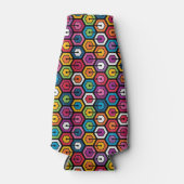 Kleurig geometrisch patroon met zeshoeken flesjeskoeler (Voorkant)