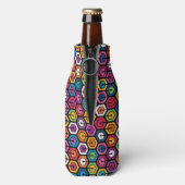 Kleurig geometrisch patroon met zeshoeken flesjeskoeler (Fles Achterkant)