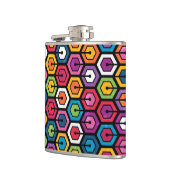 Kleurig geometrisch patroon met zeshoeken heupfles (Links)