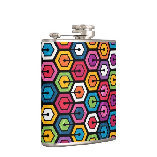 Kleurig geometrisch patroon met zeshoeken heupfles (Rechts)