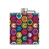 Kleurig geometrisch patroon met zeshoeken heupfles (Achterkant)