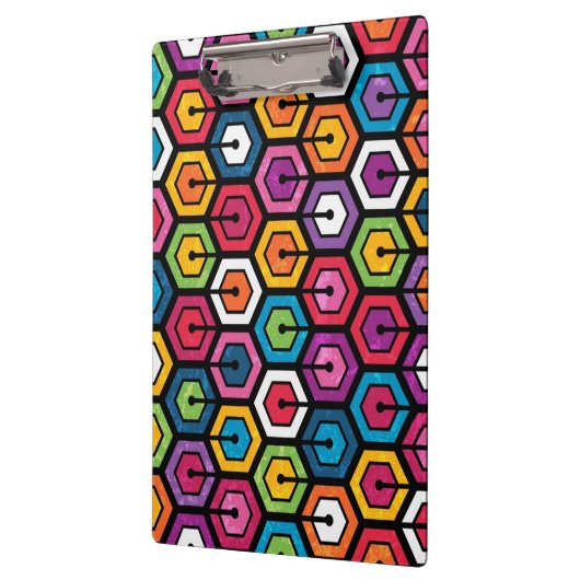 Kleurig geometrisch patroon met zeshoeken klembord (Links)