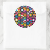 Kleurig geometrisch patroon met zeshoeken ronde sticker (Tas)