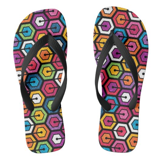 Kleurig geometrisch patroon met zeshoeken teenslippers (Voetbed)