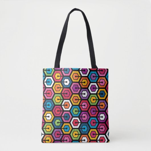 Kleurig geometrisch patroon met zeshoeken tote bag (Voorkant)