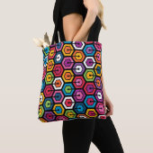 Kleurig geometrisch patroon met zeshoeken tote bag (Dichtbij)