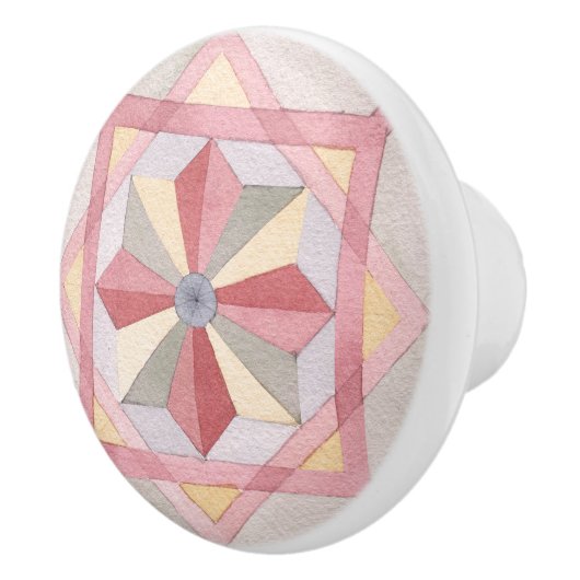 Kleurig geometrisch patroon van de waterverf keramische knop (Rechts)
