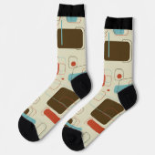 Kleurig geometrisch vormgegeven retro patroon sokken (Links)