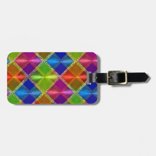 Kleurig geplakt glittervormig ontwerp bagagelabel (Voorkant horizontaal)