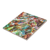 Kleurig gesmolten glas tegeltje (Zijkant)