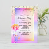 Kleurig glaasje met glitter, Pensioenpartij voor b Kaart (Staand voorkant)