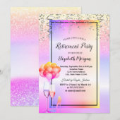 Kleurig glaasje met glitter, Pensioenpartij voor b Kaart (Voorkant / Achterkant)