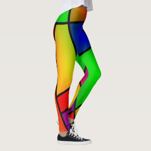 Kleurig Glas in lood ontwerp Leggings