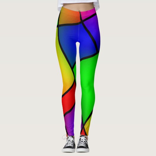 Kleurig Glas in lood ontwerp Leggings (Voorkant)