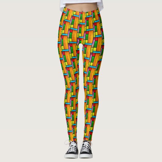 Kleurig Glas in lood ontwerp Leggings (Voorkant)