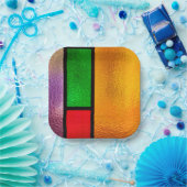 Kleurig Glas in lood ontwerp Papieren Bordje (Feest)