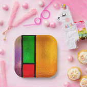 Kleurig Glas in lood ontwerp Papieren Bordje (Feest)