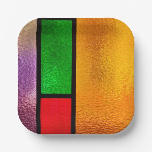 Kleurig Glas in lood ontwerp Papieren Bordje (Voorkant)