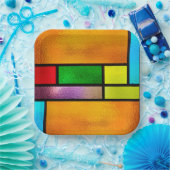 Kleurig Glas in lood ontwerp Papieren Bordje (Feest)