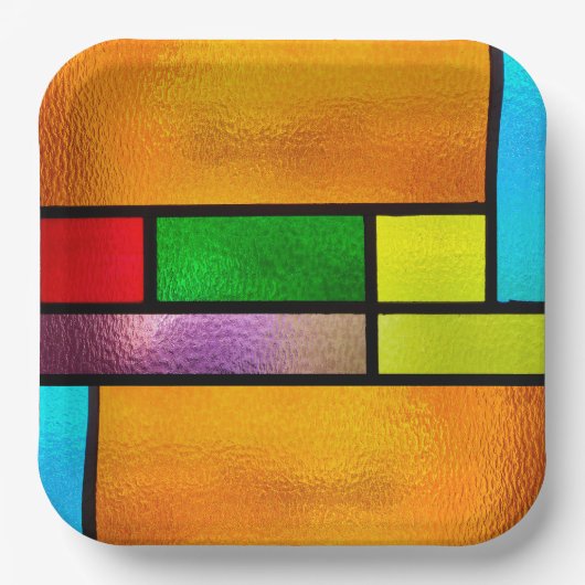 Kleurig Glas in lood ontwerp Papieren Bordje (Voorkant)