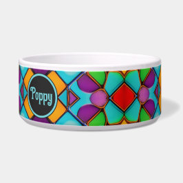 Kleurig glazen helder venster met naam voerbakje