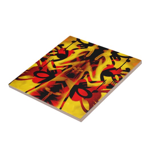 Kleurig grijffiti-patroon tegeltje (Zijkant)