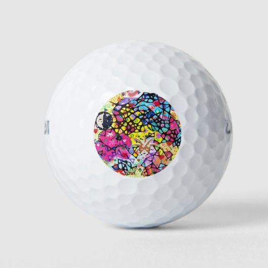 Kleurig handbeschilderd ontwerp golfballen (Voorkant)