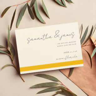 Kleurig handgeschreven script voor Bright Gele Str Save The Date