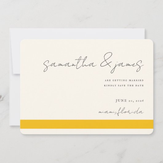 Kleurig handgeschreven script voor Bright Gele Str Save The Date (Voorkant)