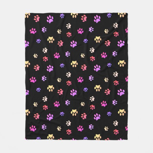 Kleurig handmatige afdrukpatroon op zwart fleece deken (Voorkant)
