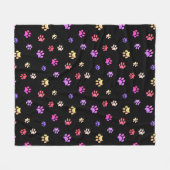 Kleurig handmatige afdrukpatroon op zwart fleece deken (Voorkant (Horizontaal))