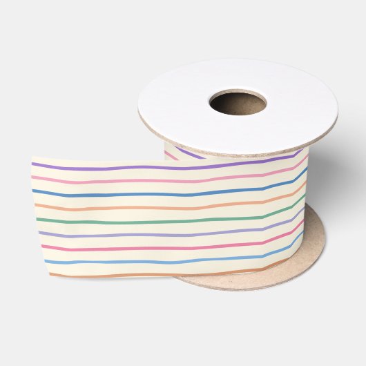 Kleurig handtekening Stripe patroon Satijnen Lint (Spoel)
