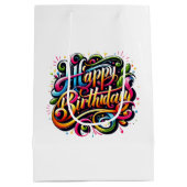Kleurig Happy Birthday Feest Medium Cadeauzakje (Achterkant)